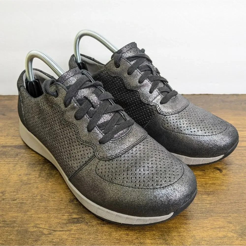 Dansko Christina Sneakers 10.5 11 EU 41 Metallic Pewter Perforated Casual Lace